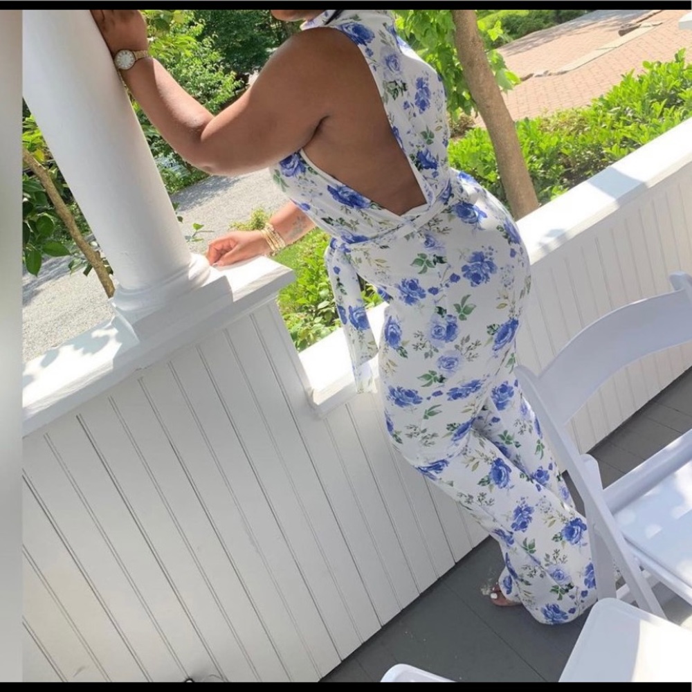 Floral exposed side romper
